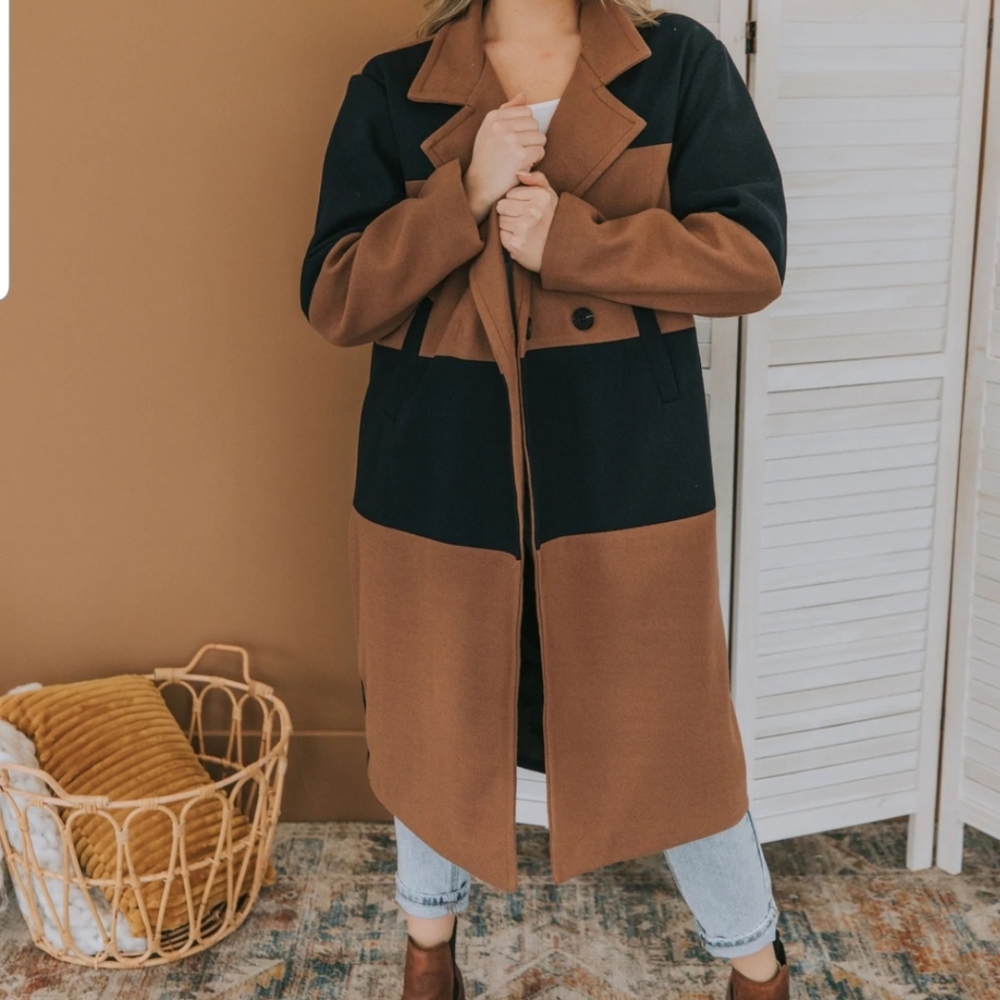 Color Block Double breasted Coat NWT - Picture 4 of 8